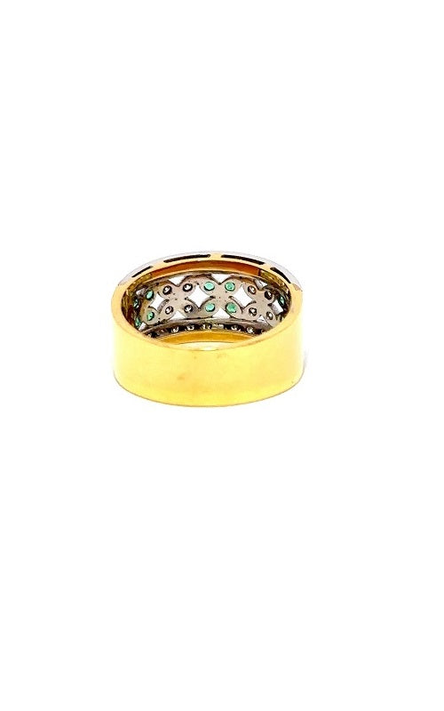 18K WHITE AND YELLOW GOLD EMERALDS AND DIAMONDS BAND   G12092