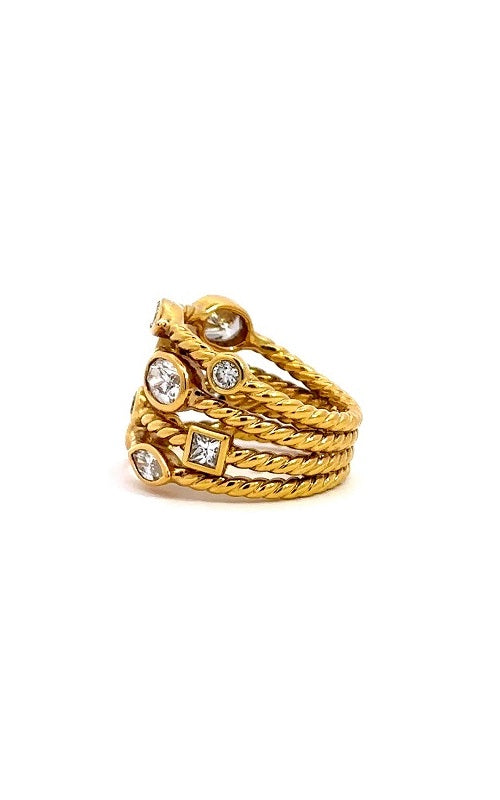 18K YELLOW GOLD MULTI-SHAPED DIAMONDS BAND  G12115