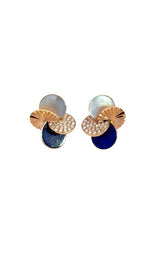 14K ROSE GOLD DIAMOND STUD EARRINGS WITH ENAMEL  G12116