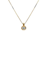 Gold chain with diamond pendant on a white background