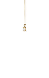 Side view of gold chain with diamond pendant on a white background