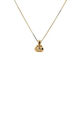 Back view of gold chain with diamond pendant on a white background