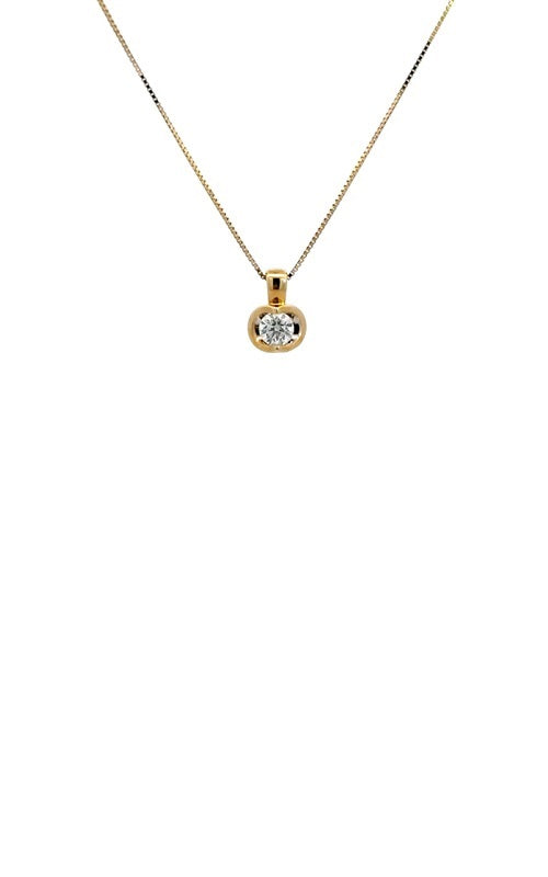 Gold chain with diamond pendant on a white background