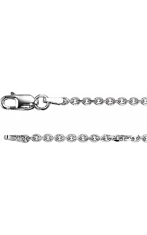 Silver cable chain with a lobster clasp.