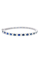 14K WHITE GOLD SAPPHIRE AND DIAMONDS TENNIS BRACELET  G12505
