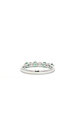 18K WHITE GOLD EMERALD AND DIAMONDS BAND  G12583