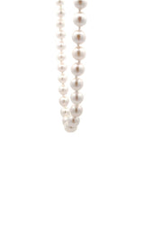 White pearls necklace on a white background