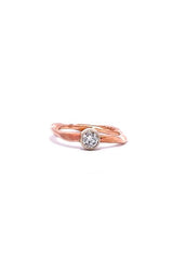 14K WHITE AND ROSE GOLD HAMMERED TEXTURE SOLITAIRE RING  G12761