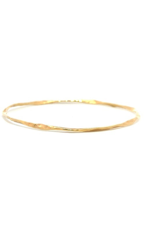 14K YELLOW GOLD HAMMERED TEXTURE OVAL BANGLE  G12803