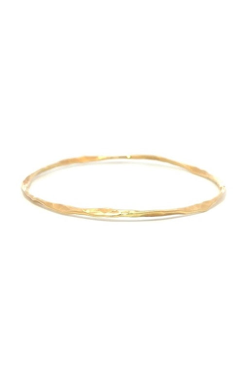 14K YELLOW GOLD HAMMERED TEXTURE OVAL BANGLE  G12802