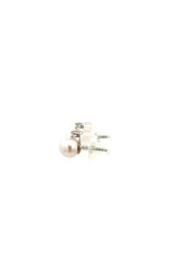 14K WHITE GOLD AKOYA PEARLS STUD EARRINGS WITH DIAMOND ACCENTS - 6.5-7.0MM  G12874