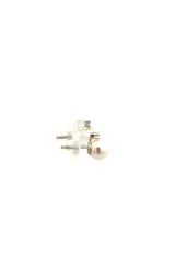 14K WHITE GOLD AKOYA PEARLS STUD EARRINGS WITH DIAMOND ACCENTS - 6.5-7.0MM  G12874