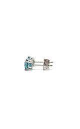 14K WHITE GOLD BLUE ZIRCON STUD EARRINGS G12935