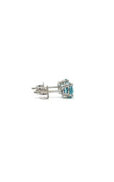 14K WHITE GOLD BLUE ZIRCON STUD EARRINGS G12935