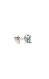 14K WHITE GOLD AQUAMARINE STUD EARRINGS G12936