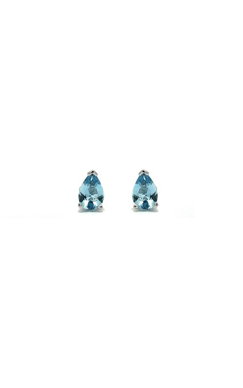 14K WHITE GOLD AQUAMARINE STUD EARRINGS G12936