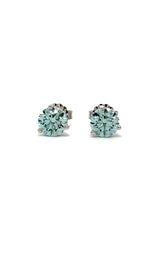 14K WHITE GOLD BLUE LAB GROWN STUD EARRINGS  G16645