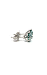 14K WHITE GOLD BLUE LAB GROWN STUD EARRINGS  G16645