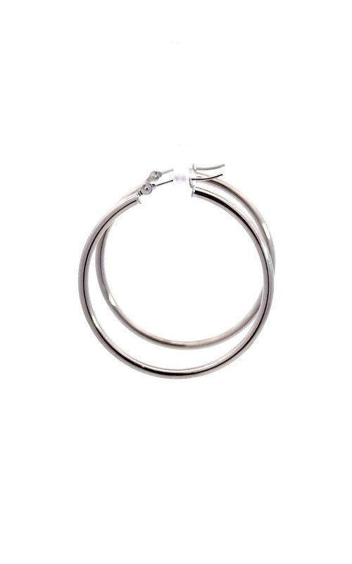 14K WHITE GOLD 34MM HOOP EARRINGS G13147