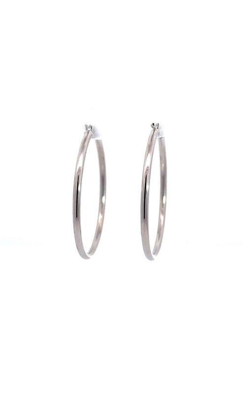 14K WHITE GOLD 34MM HOOP EARRINGS G13147