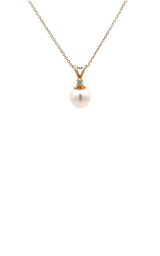 14K WHITE GOLD AKOYA PEARL PENDANT WITH DIAMOND ACCENT  G13762