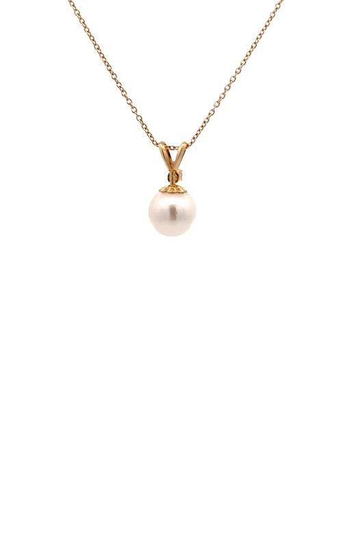 14K WHITE GOLD AKOYA PEARL PENDANT WITH DIAMOND ACCENT  G13762