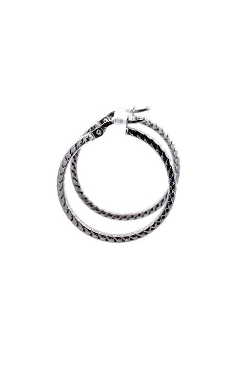 Pair of silver hoop earrings with a woven, textured design