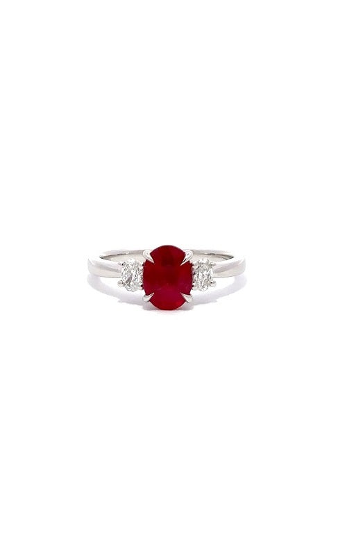 PLATINUM RUBY RING WITH SIDE DIAMONDS  G14401