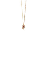 14K YELLOW GOLD RUBY  WITH DIAMOND HALO NECKLACE G14406