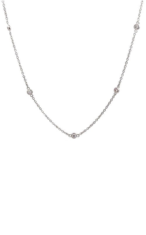 14K WHITE GOLD NECKLACE WITH DIAMOND DROPS  G14407