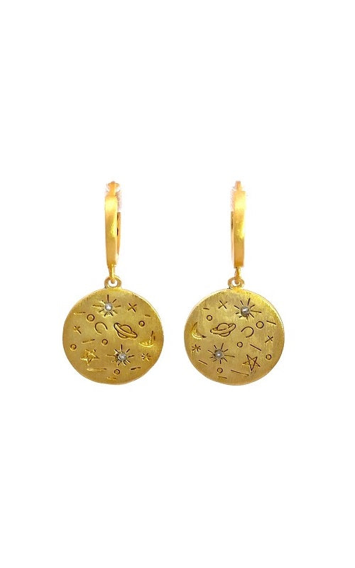 Jorge Revilla 'Planetarium' Sterling silver Gold Plated Dangle Huggies G15291