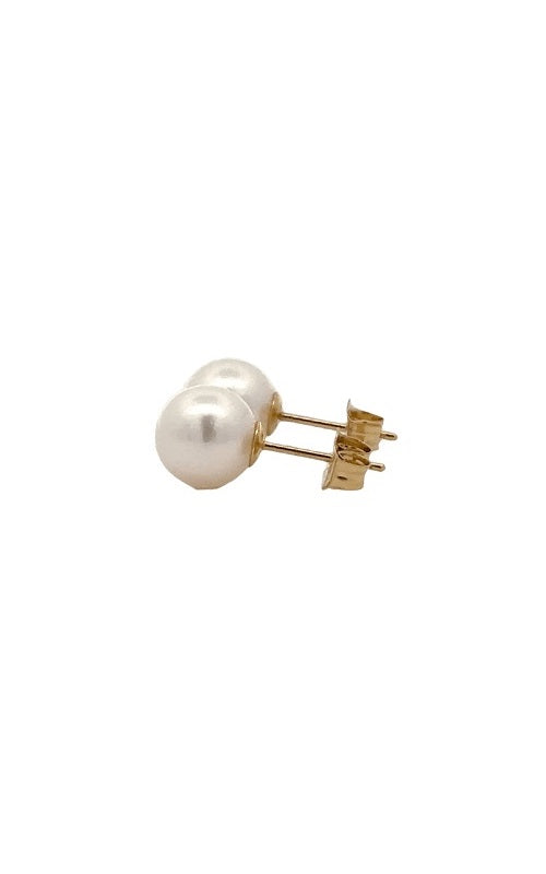 14K YELLOW GOLD AKOYA PEARLS STUD EARRINGS - 7.0-7.5MM G14556