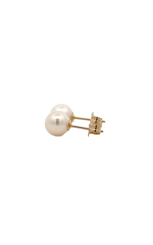 14K YELLOW GOLD PEARL STUD EARRINGS - 6.5-7.0MM  G14560