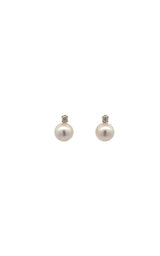 14K YELLOW GOLD AKOYA PEARLS STUD EARRINGS WITH DIAMOND ACCENTS - 6-6.5 MM  G14562