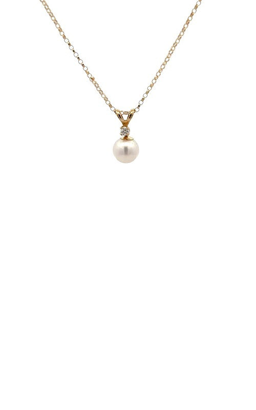 14K YELLOW GOLD AKOYA PEARL PENDANT WITH DIAMOND ACCENT  G14563