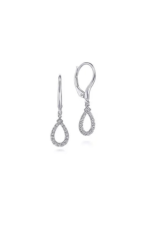 14K White Gold Pear Shaped Diamond Drop Earrings  G14570