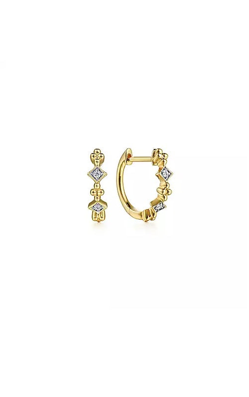 14K Yellow Gold Diamond Huggie Earrings G14583
