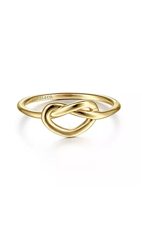 14K Yellow Gold Twisted Heart Pretzel Ring G14829