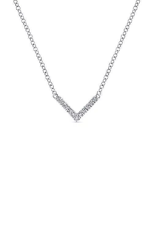 14K White Gold Diamond Chevron Necklace  G14590