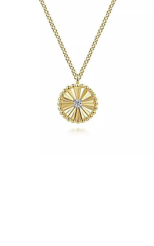 14K hite-Yellow Gold Bujukan Diamond Cut Pendant Necklace  G14598