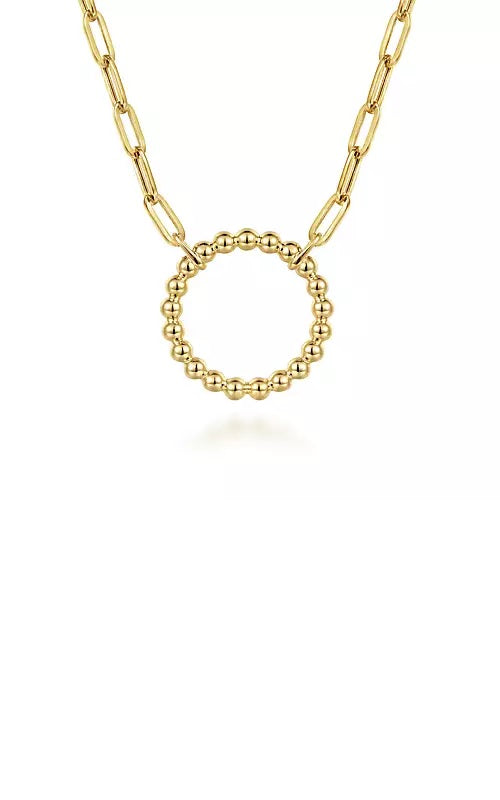 14K Yellow Gold Chain Necklace with Bujukan Circle  G14599