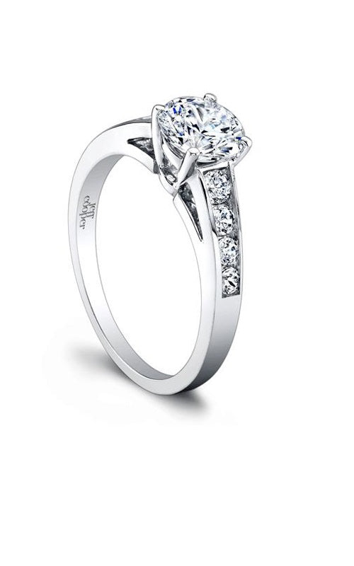 18K WHITE GOLD  ENGAGEMENT RING WITH SIDE DIAMONDS  G1475