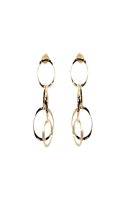 14K YELLOW GOLD HAMMERED TEXTURE DROP EARRINGS  G14764