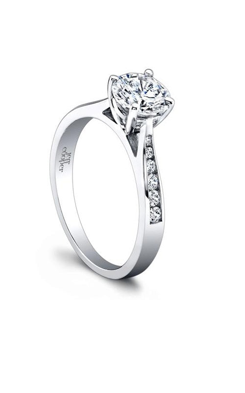 18K WHITE GOLD  ENGAGEMENT RING WITH SIDE DIAMONDS  G1478