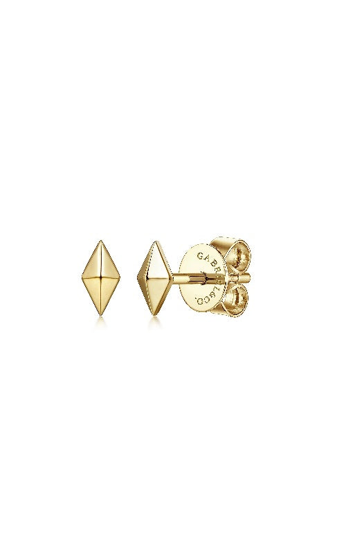 14K Yellow Gold Pyramid Stud Earrings  G14840
