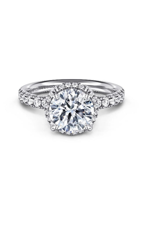 14K White Gold Round Hidden Halo Diamond  Engagement Ring   G14847