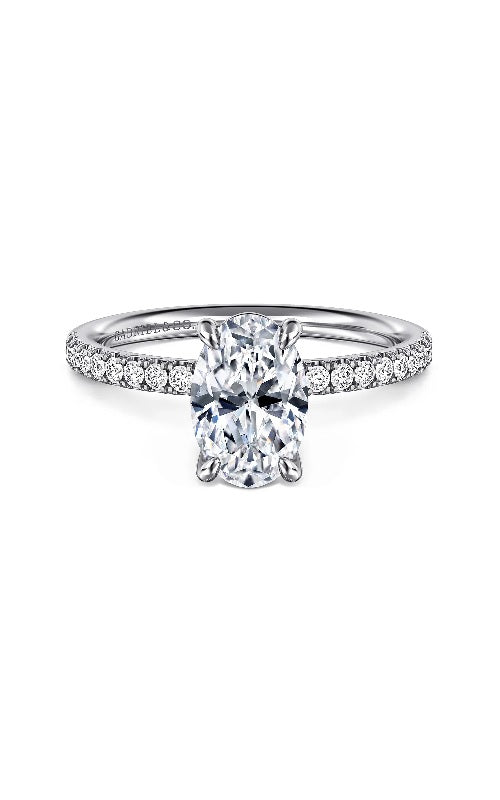 14K White Gold Solitaire Oval  Diamond Cut Engagement Ring   G14849