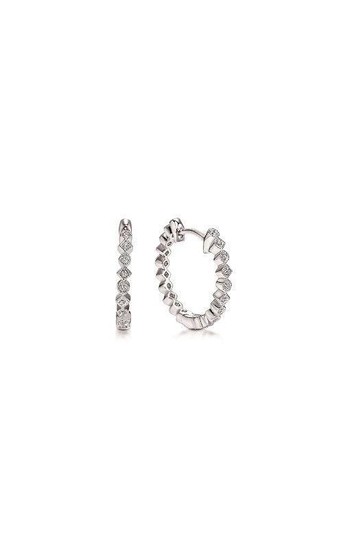 14K White Gold 15 mm Diamond Huggies Earrings  G14861