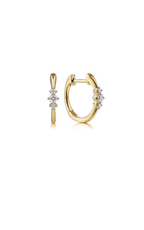 14K Yellow Gold Diamond Huggie Earrings  G14865