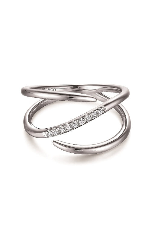 14K White Gold Split Shank Pavé Diamond Wrap Ring  G14868